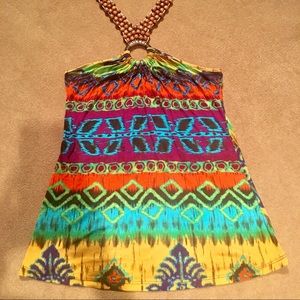 Vibrant Beautiful Top with Wood Bead Halter